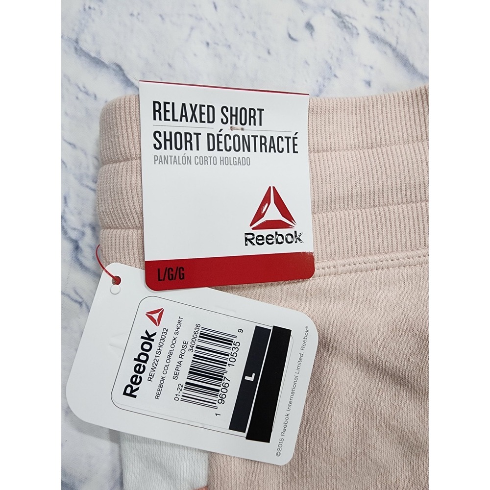 Reebok WOMENS SIZE L Shorts Pink White Colorblock Relaxed Shorts - Picture 10 of 13